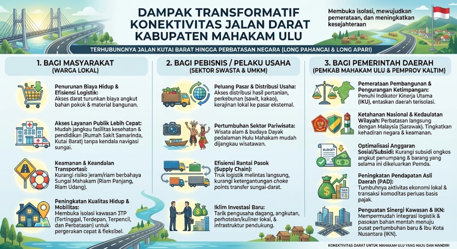 Infografis keterisolasian Mahakam Ulu. Sumber Djoko Setijowarno