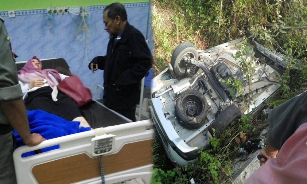 Kecelakaan Tunggal di Jalan Flores, Mobil Terguling Keluar Jalur