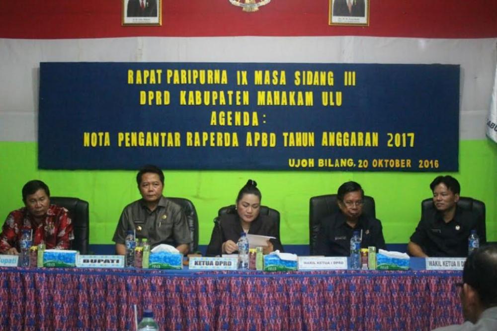 DPRD Mahulu Gelar Paripurna Pembahasan Nota Pengantar Raperda APBD TA 2017