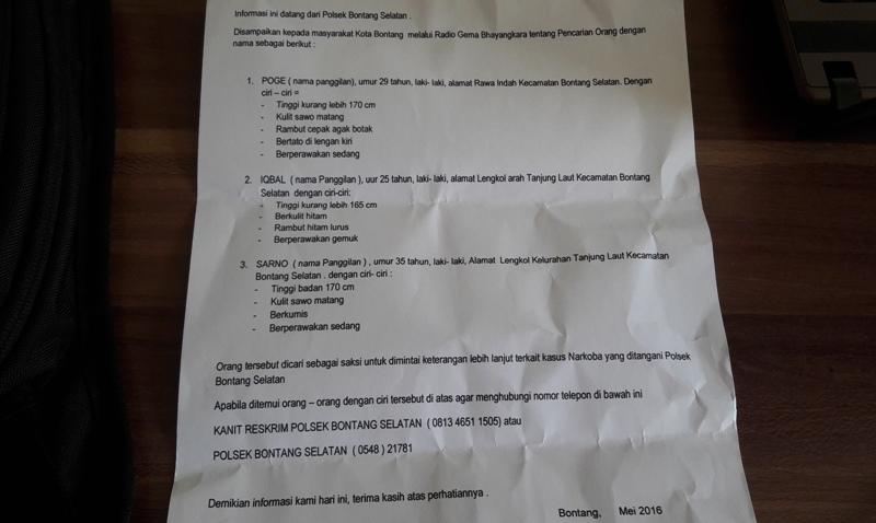 SERIUS TANGGAPI NARKOBA, POLRES BONTANG RILIS 3 NAMA DPO