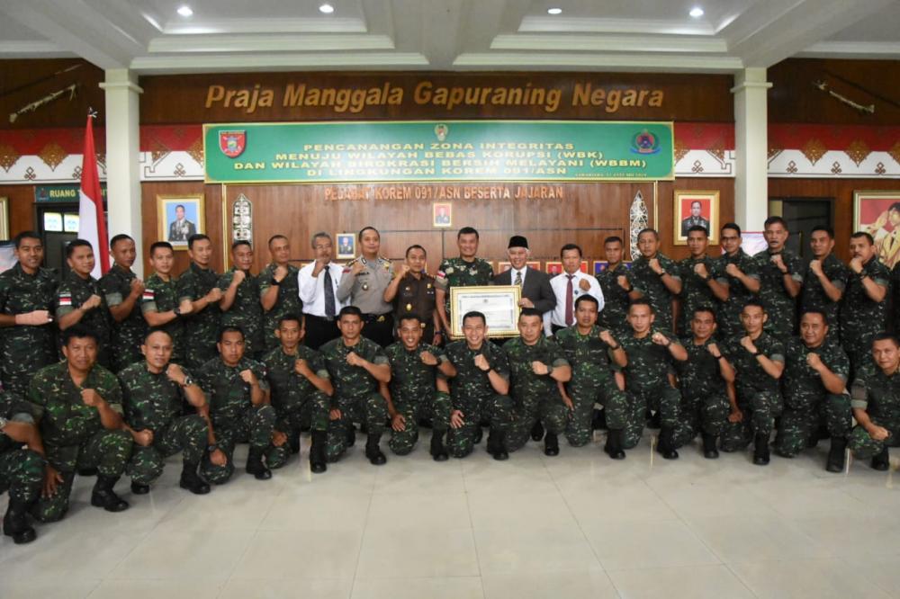 Korem 091/ASN Tunjukkan Komitmen Wujudkan Wilayah Bebas Korupsi dan WBBM