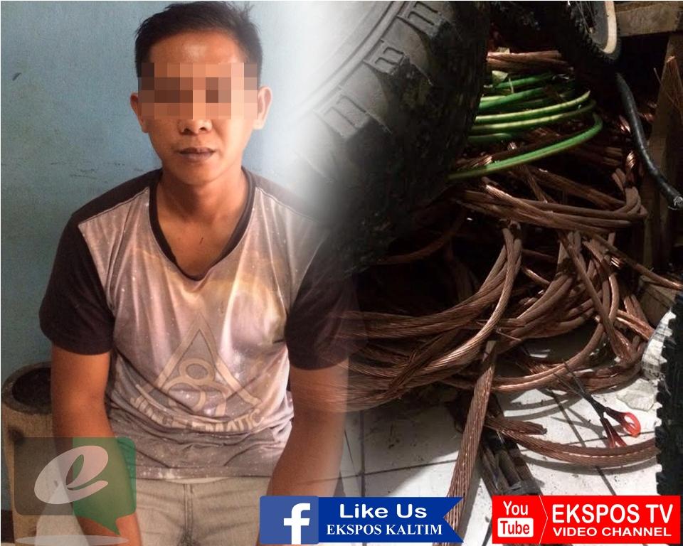 CURI KABEL BERNILAI RATUSAN JUTA, MANTAN SECURITY DICIDUK POLISI