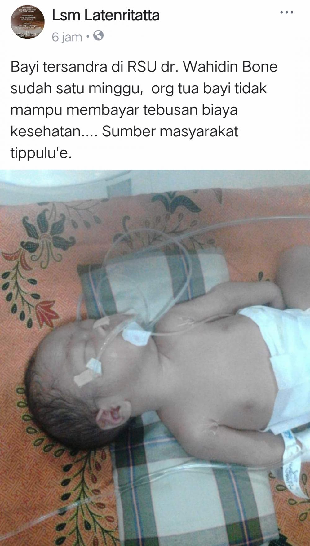 Orang Tua Tak Mampu Bayar, RSUD Bone Dituding Sandera Bayi