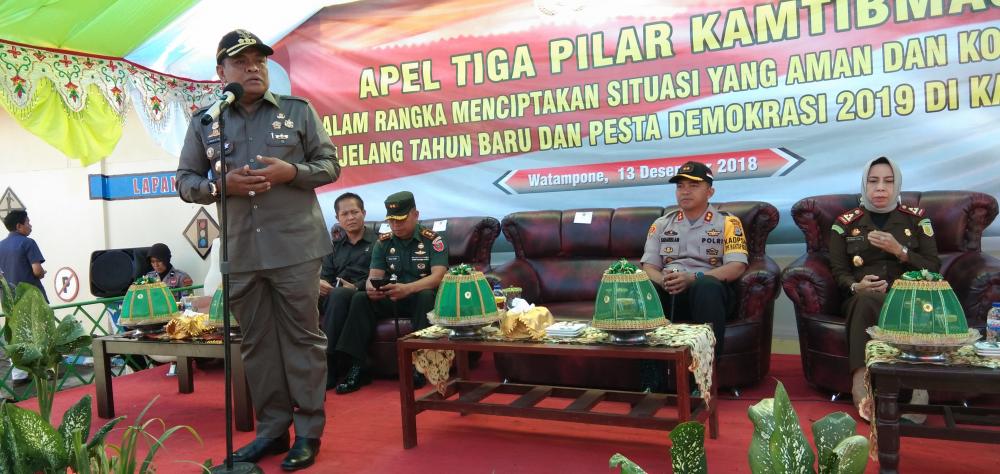 Bupati Bone Pimpin Apel 3 Tiga Pilar Jelang Tahun Baru dan Pesta Demokrasi 2019