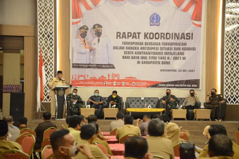 Jelang Idul Fitri, Bupati Bone Buka Rakor Forkopimda Bersama Forkopimcam