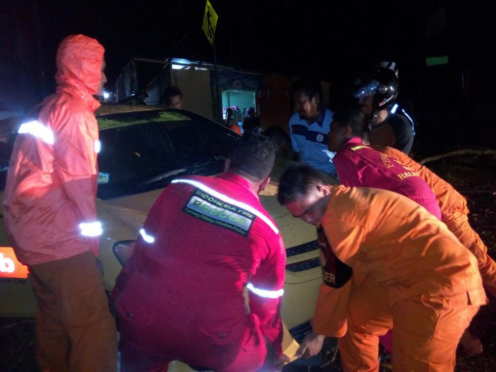 Angin Kencang, Dua Taxi Aero Cab Tertimpa Pohon Tumbang