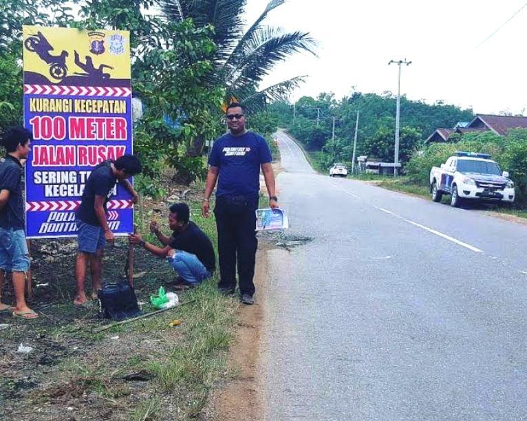 Arus Mudik 2017, Jalan Rusak di Poros Bontang-Samarinda Dipasangi Rambu