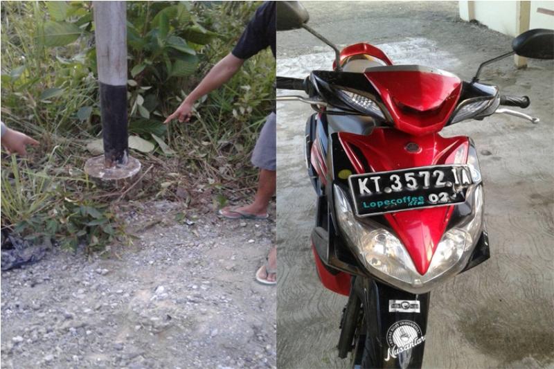 LEPAS KONTROL, PENGENDARA MOTOR TEWAS TABRAK TIANG LISTRIK 