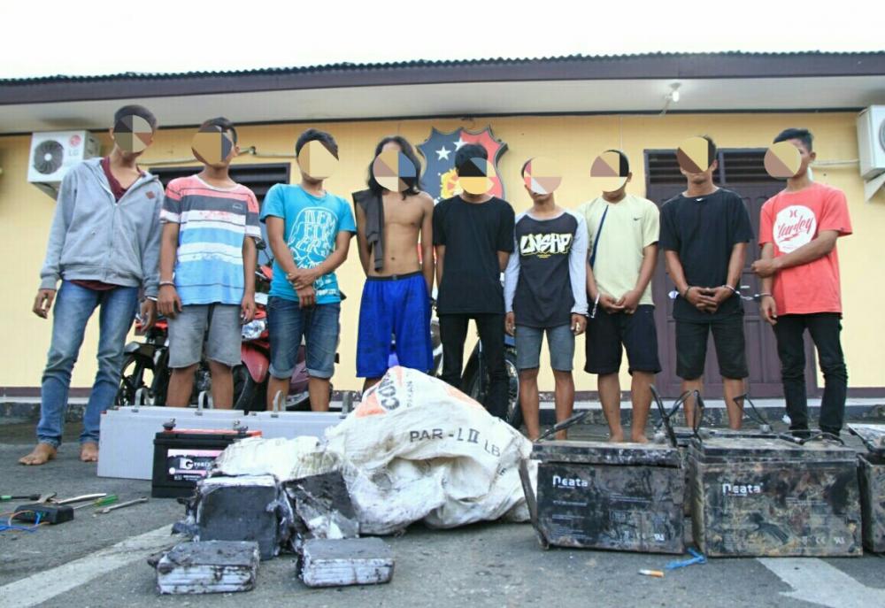 9 Pencuri Aki Solar Cell Ditangkap Polisi, 1 Kabur