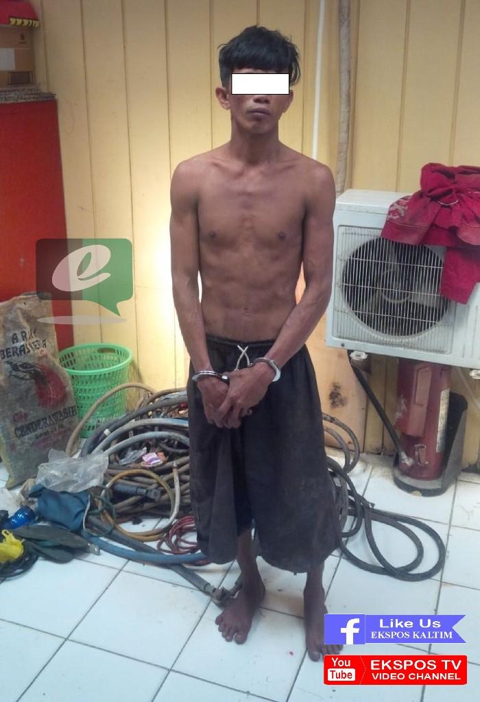 PRIA INI DICIDUK POLISI USAI MENCURI KABEL PERUSAHAAN