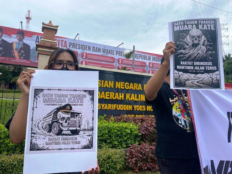 Setahun Tragedi Muara Kate: Koalisi Sipil Demo Polda Kaltim, Polisi Membantah Kriminaliasi