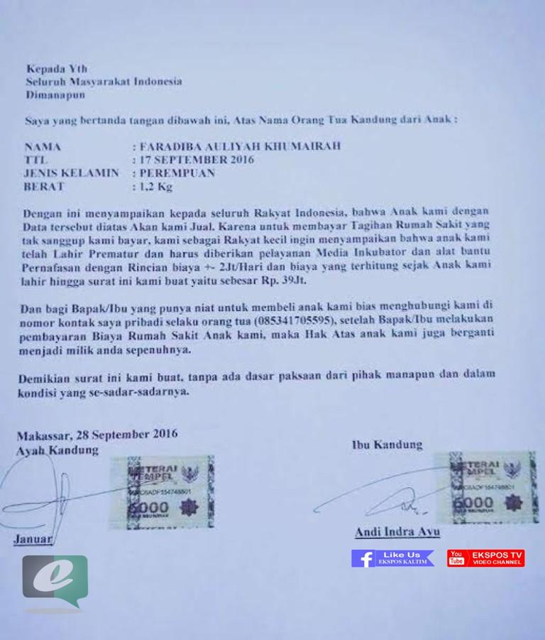 Tak Sanggup Bayar Biaya Rumah Sakit, Orangtua Nekat Jual Bayi Lewat Medsos