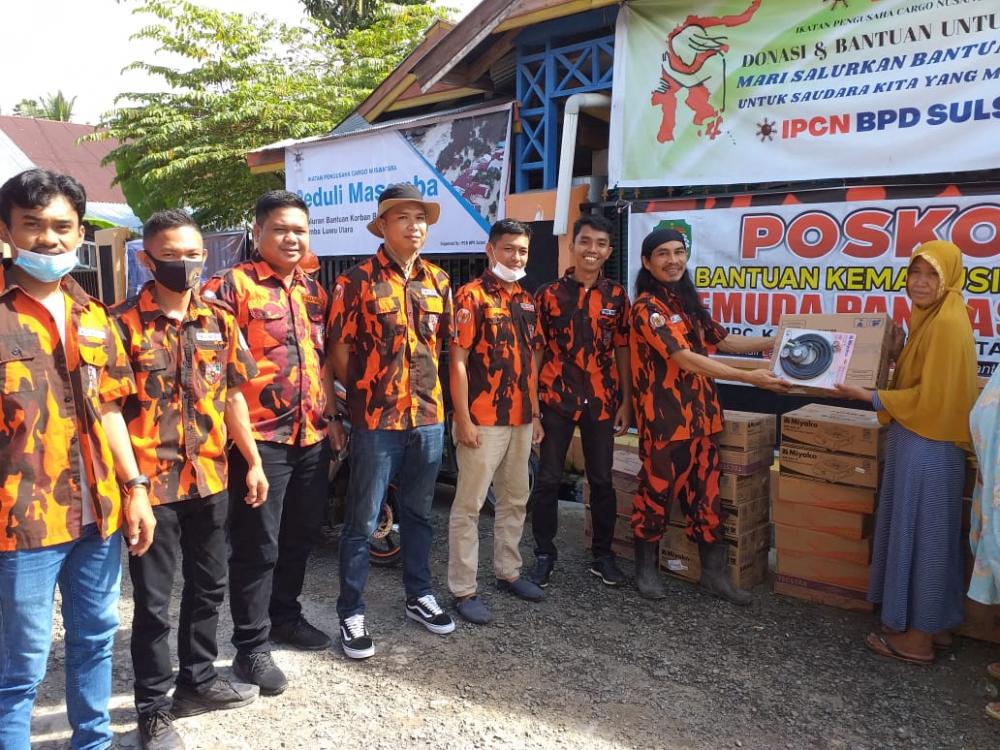 Pemuda Pancasila Lutra Sigap Salurkan Bantuan Korban Banjir Masamba