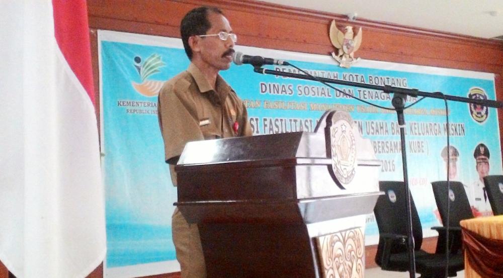 DINSOSNAKER BONTANG GELAR SOSIALISASI FASILITAS MANAJEMEN USAHA, BAGI KELUARGA MISKIN