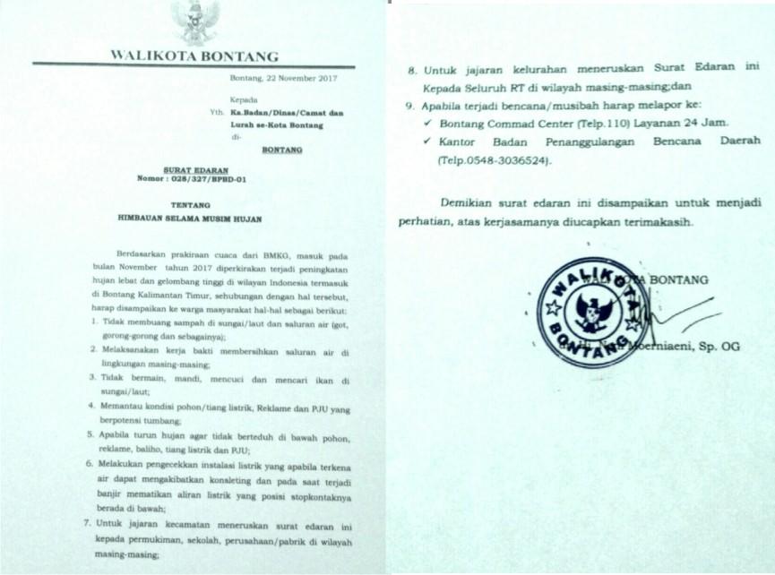 Bontang Waspada Banjir, Neni Himbau Masyarakat Lewat Surat Edaran